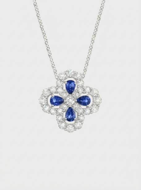 Picture of Diamond Loop Full Motif Sapphire and Diamond Pendant