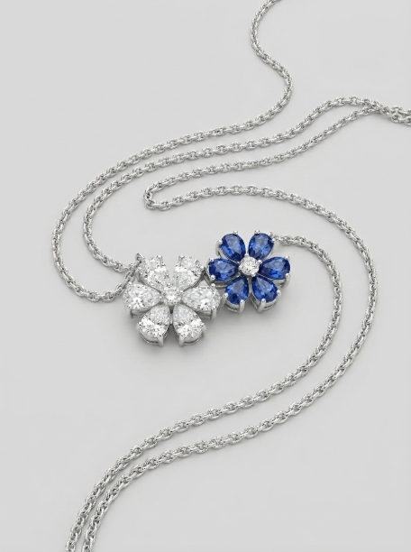 Picture of Forget-Me-Not Sapphire and Diamond Twin Pendant