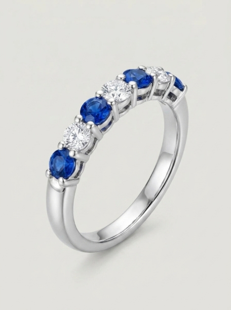 Picture of White Gold Diamond Sapphire Eternity Ring