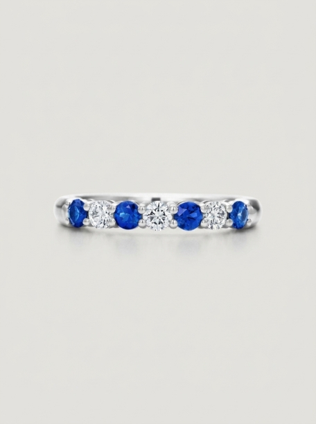 Picture of White Gold Diamond Sapphire Eternity Ring