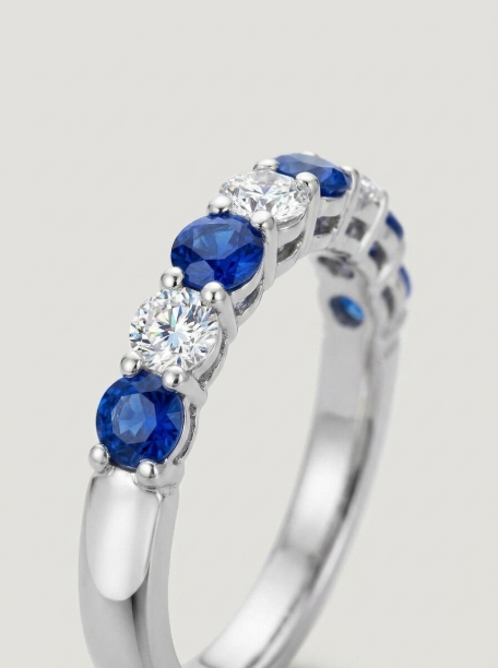 Picture of White Gold Diamond Sapphire Eternity Ring