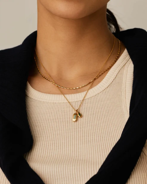 Picture of Molten Gemstone Pendant Necklace Gold