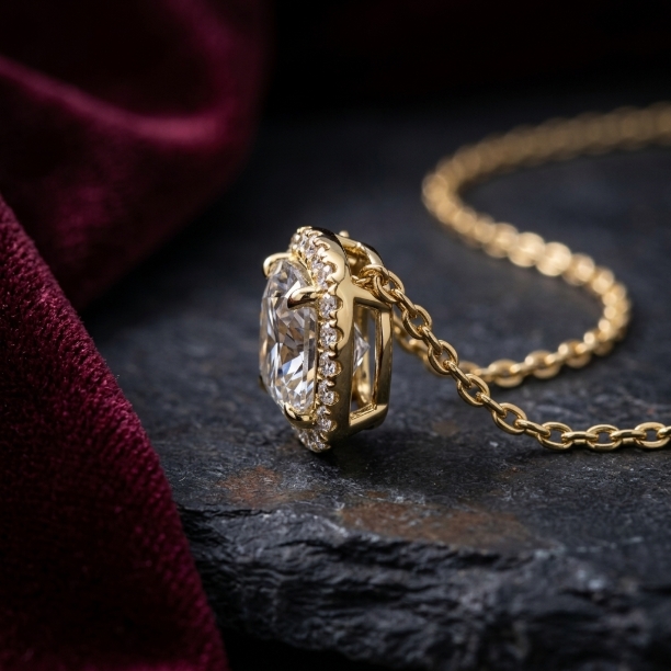 Picture of Halo Solitaire Pendant