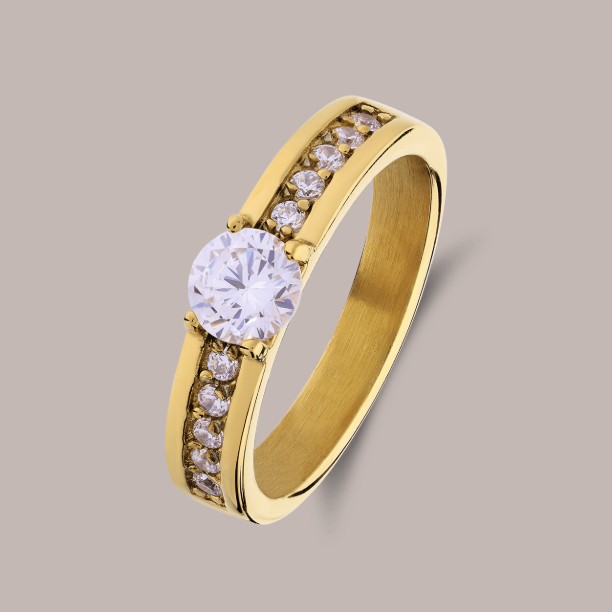 Picture of Stainless steel dames ring met zirkonia