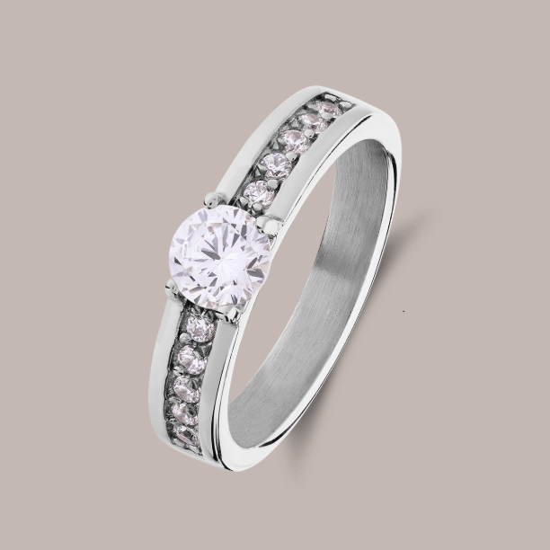 Picture of Stainless steel dames ring met zirkonia